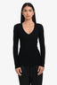 Dolce & Gabbana Black Ribbed V-Neck Long Sleeve Top Size 38
