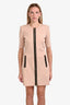 Gucci Blush Pink/Black Knit Front Zip Short Sleeve Mini Dress Size L