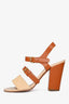 Chloe Tan/Cream Colourblock 2 Buckle Sandals Size 39.5
