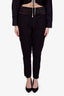Balmain Black Wool Satin Ruffle Waist Tuxedo Pant Size 6