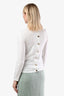 Pre-loved Chanel™ White Cotton LS Logo CC Button Detail Top Size