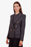 Alexandre Vauthier Grey Wool Pinstripe Double Breasted Blazer Size 38