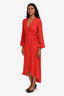 Ganni Red Polka Dot Long Sleeve Midi Wrap Dress Size 34