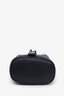 Black Calfskin Leather Enamel GG Bucket Bag with Strap