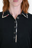 Burberry Black Cotton Nova Check Trim LS Polo Shirt Size L