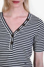 Frame Navy/White Cotton Striped Henley Tee Size S