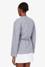 Maje Blue Tweed Belted Jacket Size 38