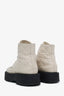 Pre-loved Chanel™ Beige/Black Leather Quilted CC Combat Boots Size 37