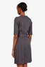 Burberry Grey Wool Button Up Belted Mini Dress Size M
