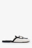 Pre-loved Chanel™ 2023 White/Black Knit CC Logo Mules Size 38
