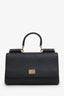 Dolce & Gabbana Black Leather Small Sicily Top Handle with Strap