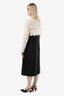Valentino White/Black Wool Lace Long Sleeve Midi Dress Size 10 US