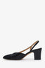 Pre-loved Chanel™ Black Goatskin Leather Cap Toe CC Slingback Heels Size 36