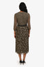 Burberry Brit Green Floral Silk Long Sleeve Midi Dress Size 4