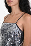 Maje Silver Sequins Embellished Sleeveless Fitted Maxi Dress Size 38 with Tags