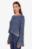 Chloe Blue Washed Smocked Cable Knit Sweater Size XS