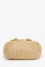 Miu Miu Beige Raffia Floral Tote Bag
