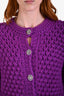 Pre-loved Chanel™ 2022 Purple Wool Chunky Cable Knit Cardigan Size 36