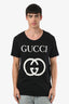 Gucci Black/White Cotton Logo T-Shirt Size M