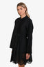 Chloe Black Cotton Lace Eyelet Buttoned Mini Dress Size 38