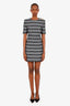Balmain Grey Striped Sequin Mini Dress Size 38