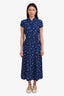 Reformation Blue Floral Short Sleeve Collared Buttoned Midi Dress Size 0