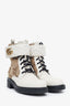 Gucci White Leather Monogram GG Combat Boots Size 38