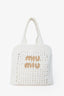 Miu Miu White Raffia e-effect Woven Tote Bag