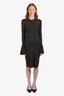 Frame Black/Gold Knit 'Godet Lurex' Bell Sleeve Dress Size M