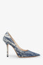 Jimmy Choo Black/White Canvas Printed Pointed Toe Heels Size 38