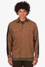 Burberry Brown Wool Button-Up Shirt Size L Mens