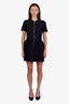 Louis Vuitton Black Gold Zipper Detail Short Sleeve Midi Dress Size 38