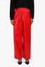 Bottega Veneta 2020 Red Lamb Leather Elastic Waist Pants Size XS