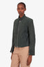 Salvatore Ferragamo Green Calf Skin Zip Up Jacket Size 42