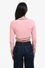 Pre-Loved Chanel™ 2021 Spring Runway Pink Cashmere 'Number 5' Button Cropped Cardigan Size 34