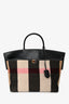 Burberry Black/Multicolour Novacheck Leather Wool Society Tote with Strap