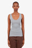 Brunello Cucinelli Grey and Beige Metallic Knit Stripe Tank Top Size XS