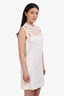 Miu Miu White Embroidered with Crochet Neckline Sleeveless Mini Dress Size XS