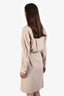 Maje Beige Linen Blend Shirt Belted Midi Dress Size 40