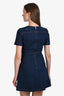 Gucci 2024 Blue Denim Floral Embroidered Short Sleeve Mini Dress Size 36