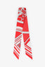 Hermès Red/White Silk Printed Twilly