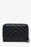 Pre-loved Chanel™ 2016 Black Lambskin Chevron Zipped Coin Purse Wallet