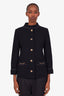 Gucci Navy Wool Tweed Horsebit Jacket Size 40