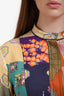Gucci Multicoloured Silk Patterned Belted Tunic Top Size 40