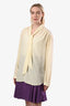 Gucci Cream Silk Long Sleeve Neck Tie Top Size 48