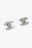 Pre-loved Chanel™ 2009 Silver Tone Baguette Crystal CC Stud Earrings