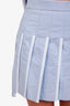 Thom Browne Blue Cotton Silk Single Breasted Blazer and Pleated Mini Skirt Set Size 36/38