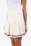 Thom Browne White Cotton Pleated Raw Hem Mini Skirt Size 38