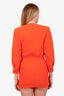 Saint Laurent Orange Wool V-Neck Long Sleeve Mini Dress Size 34