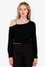 Pre-loved Chanel™ 23B Black Cashmere Chain Cold-Shoulder Sweater Size 36